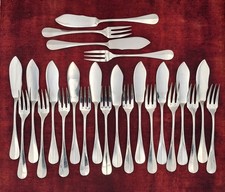 12 Couverts à Poisson Métal argenté, SFAM, Saglier Ravinet D'Enfer et L'Epine