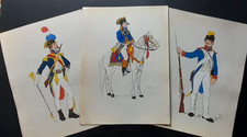 H. Boisselier Lot de 3 Grandes lithographies aquarellées Campagne d'Egypte