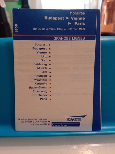 Horaires paris vienne - vienne, budapest