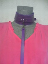 Collier violet SM de Soumission avec laisse Esclave BDSM Domination