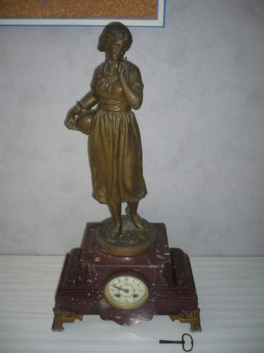 Ancienne statue bronze pendule - bronze,