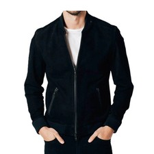 Blouson bomber noir en daim