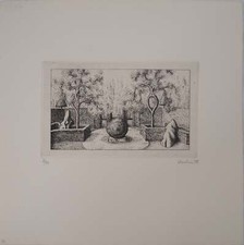 François HOUTIN : Arbre en Topiaire, Gravure originale signée