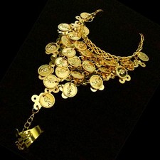 Danse Orientale Belly Bijoux Bracelet D'Esclave Or Pièces de Monnaie