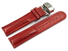 Bracelet montre Boucle déployante papillon cuir téju rouge 18mm 20mm 22mm 24mm 