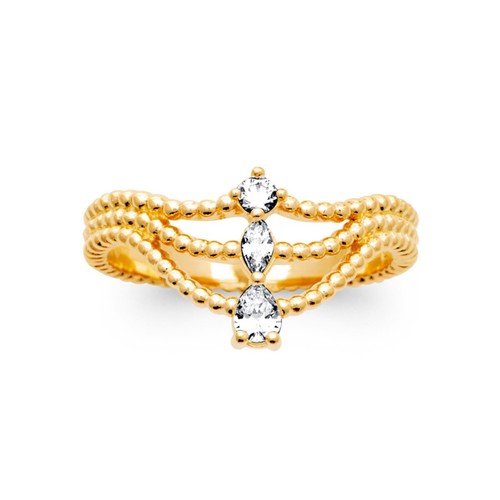 Bague perlée zirconium - ,