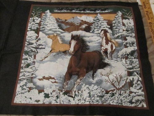 Winter horse scene - winter, pillow