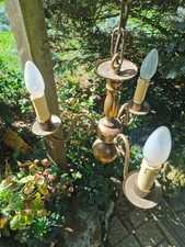 Lustre plafonnier métal chandelier ancien 3 branches