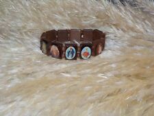 ♥ BRACELET EN BOIS MARRON NATUREL RELIGIEUX CHRETIEN  SAINTS TWILIGHT NEUF ♥