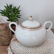 Sucrier en porcelaine blanc et doré - Style Vintage, Forme Boule Rond