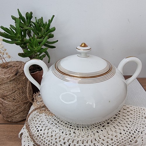 Sucrier porcelaine blanc et - en,