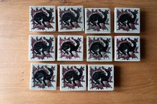 Lot de 11 carrelages anciens Gien François 1er Salamandre crachant feu couronne