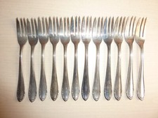 12 FOURCHETTES A DESSERT METAL ARGENTE MODELE LINDA100 ART DECO