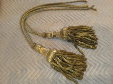 2 POMPONS Anciens GLAND PASSEMENTERIE FIL DORé XIXème H.12 Cm/religieux?rideaux?