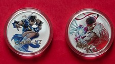 Tuvalu Street Fighter Ryu + Chun-Li 2x 1 oz argent once silver Couleurs Colors