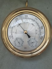 Ancien Baromètre métal Doré Mural Vintage Germany Barigo 