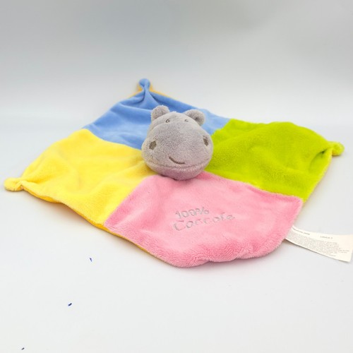 Doudou plat hippopotame rose