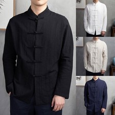 Veste de costume homme traditionnelle chinoise tang couleur unie boutonnée manc