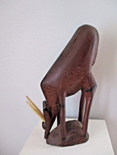 Elégante  ANTILOPPE  en bois ( teck ) et Corne Sculptés -  époque ART - DECO