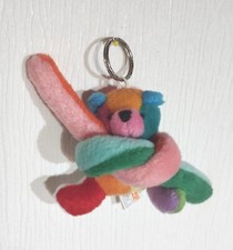 OURS PELUCHE LONGS BRAS CAROLINE LISFRANC, DOUDOU BEAR MULTICOLORE  NEZ ROSE