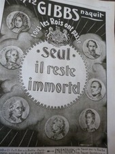 GIBBS savon à barbe naissance 1712 publicité papier ILLUSTRATION 1920 col