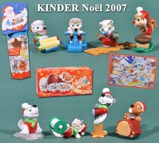 Kinder sujets de Noël 2007 Europe, 8 figurines TT 098 à 105 + 8 BPZ + 1 tube