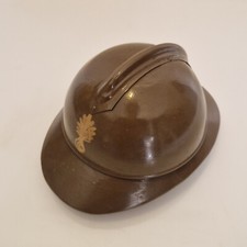 Militaria WW1 / art pop - Boîte en bois casque Adrien 19 x 14,5 x 11,5 cm