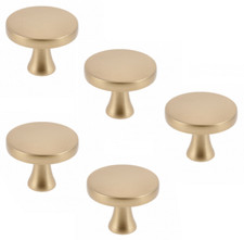 Bouton de Meuble Antique Rétro Poignée Porte Laiton Or Mat Rond Ø 33,5