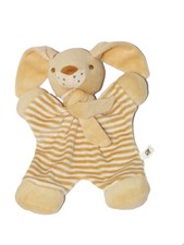 Doudou plat lapin beige rayures CA Crédit Agricole