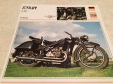 Carte moto ZÜNDAPP K500 K 500 1936 collection Atlas motorbike Allemagne