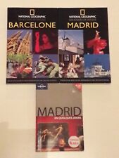 LOT GUIDES MADRID + BARCELONE NATIONAL GEOGRAPHIC LONELY PLANET + POSTER GUIDE 