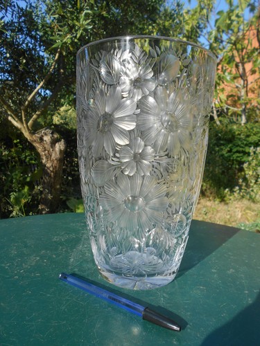 Grand vase cristal - , gravé