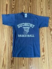 T-shirt vintage années 80 Sudbury Basketball S Made in USA bleu fruit du métier à tisser