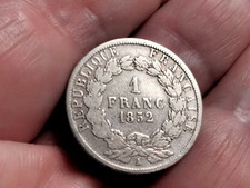 ⚜️ TRÈS BELLE ET RARE 1 FRANC NAPOLÉON BONAPARTE 1852 A GRAVURE SATIRIQUE ⚜️