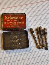  ANCIENNE BOITE  FIVE SCHRADER TIRE VALVES CORES MADE IN USA    CYCLE VELO  