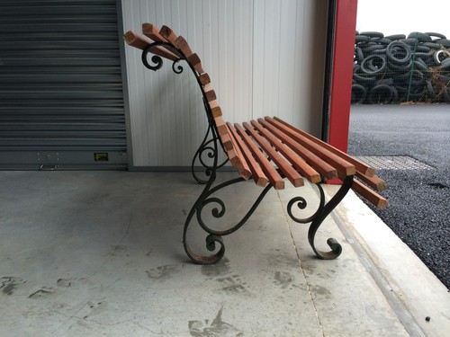 Banc jardin restauré avec - banc,