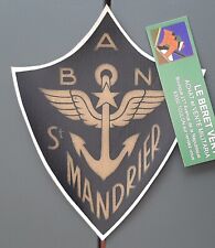 Patch Aéronavale BAN SAINT MANDRIER toile cirée imprimée 1960-70 ORIGINAL Marine