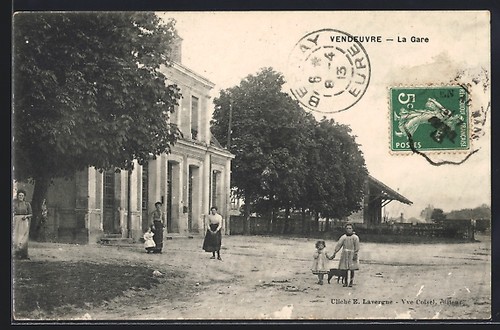 Cpa vendeuvre gare des - la, gare,