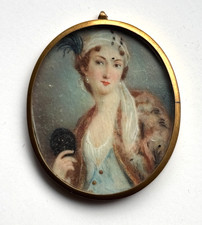 PEINTURE MINIATURE PORTRAIT DE JEUNE FEMME ÉPOQUE DÉBUT XXè SIÈCLE SIGNÉ