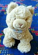 IB/  DOUDOU PELUCHE CHAT NOUKIES FIDJI TIFOO BEIGE ECHARPE RAYE 20X18 CM TBE