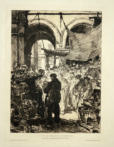 Coin marche venise gravure - marche, eau