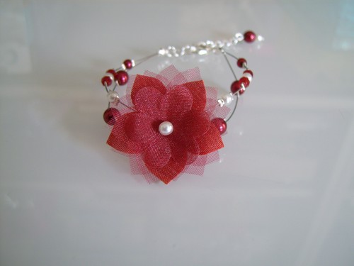 Bracelet ivoire blanc bordeaux - bracelet, ivoire/blanc/bordeaux