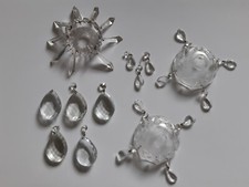 Anciennes pampilles en verre biseauté & gouttes d'eau lustres