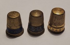 COLLECTION 3 DÉ À COUDRE PUBLICITÉ THIMBLE Câblé Louis d'Or & SARTEL LAITON # A7