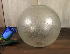 Antique French Oil Lamp Shade Globe Moderator Carcel Etched Glass 19thC