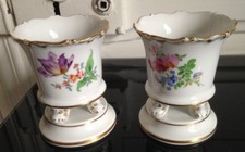 Jolie paire vases porcelaine fleurs marque aux épées Meissen Saxe