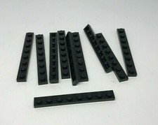 LEGO : 10x Plaque 1 X 8 - Réf 3460  noir - Set 7881 10175 10189 10233 6286 8460