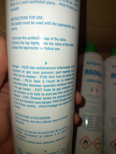 R600a bouteille gaz 420gr - bouteille, de