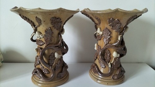 Paire vases grès - en,