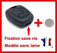 Coque de Clé Plip Pour Peugeot Partner Expert 406 Fixation SANS VIS + Pile
